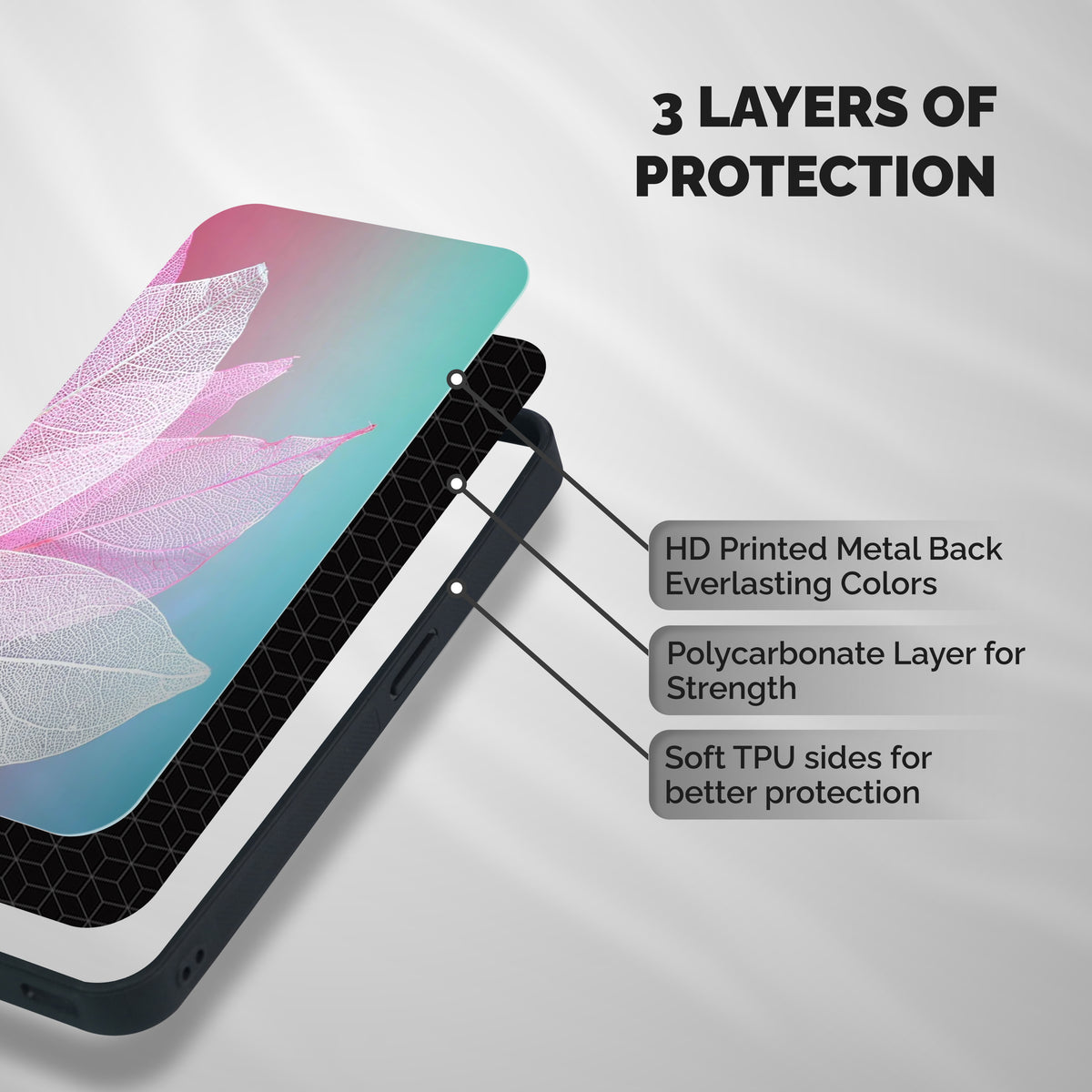 Beautiful Petals Vibes Shockproof Hybrid Protection (Metal + TPU) Back Case Cover