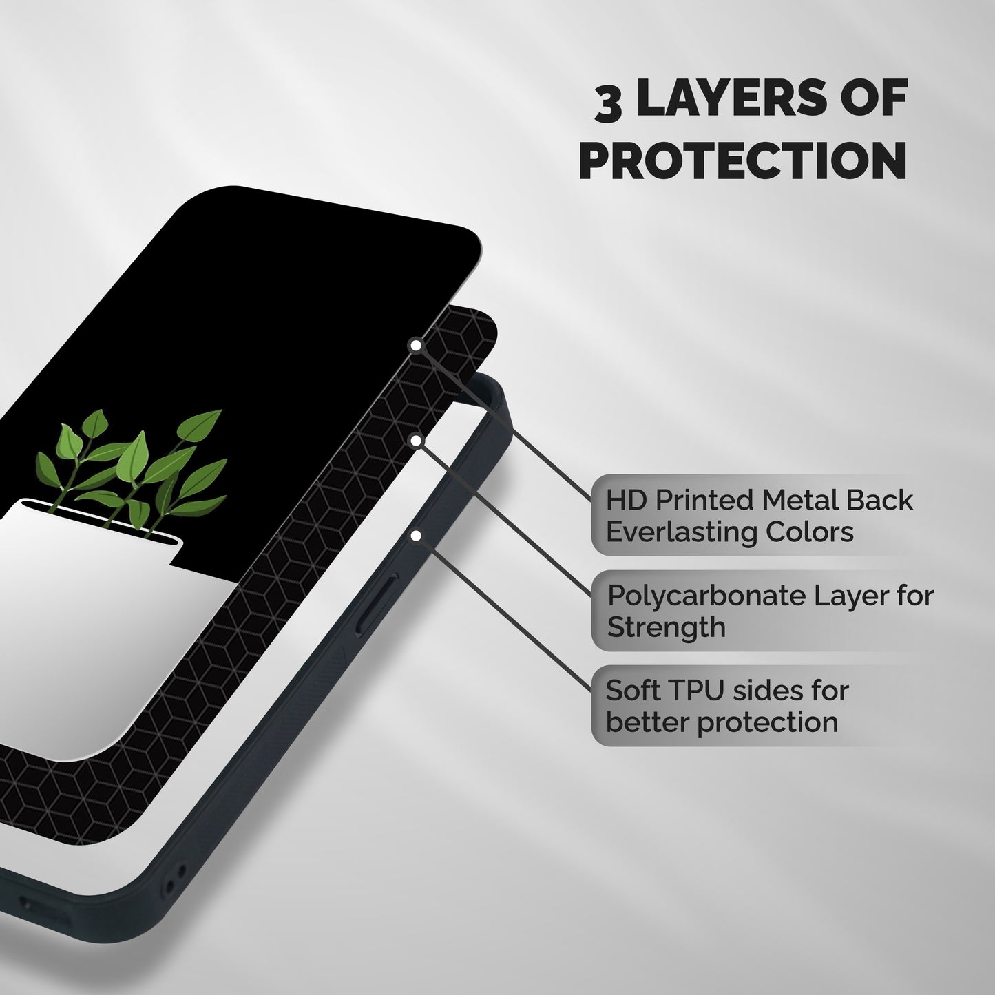 Beautiful Plant Pot Minimalistic Shockproof Hybrid Protection (Metal + TPU) Back Case Cover