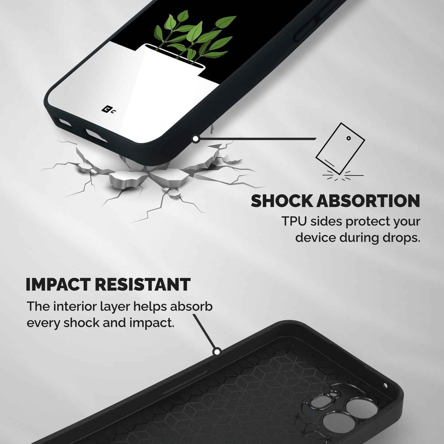 Beautiful Plant Pot Minimalistic Shockproof Hybrid Protection (Metal + TPU) Back Case Cover