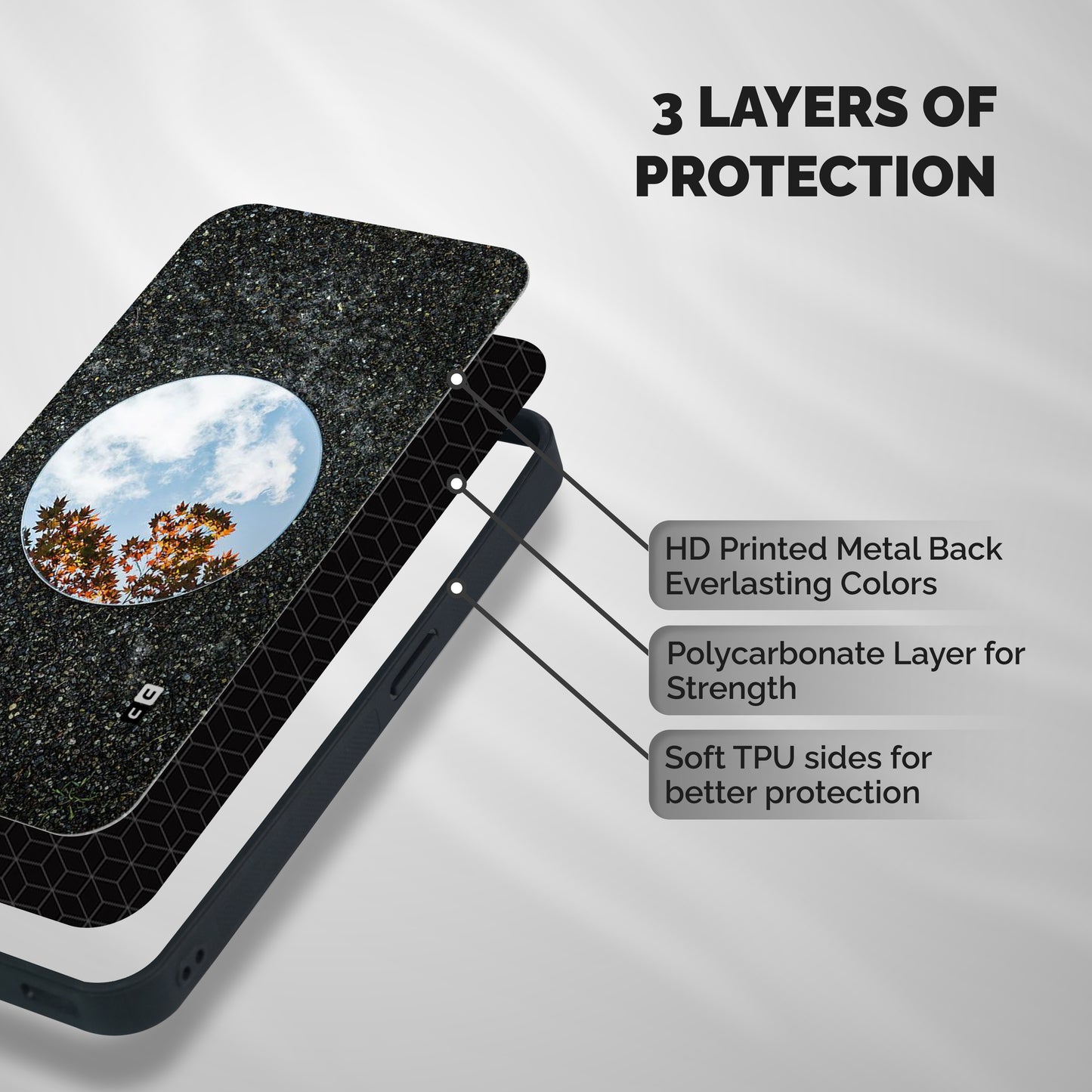 Beautiful Sky Leaves Shockproof Hybrid Protection (Metal + TPU) Back Case Cover
