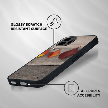 Beautiful Wood Leafs Shockproof Hybrid Protection (Metal + TPU) Back Case Cover