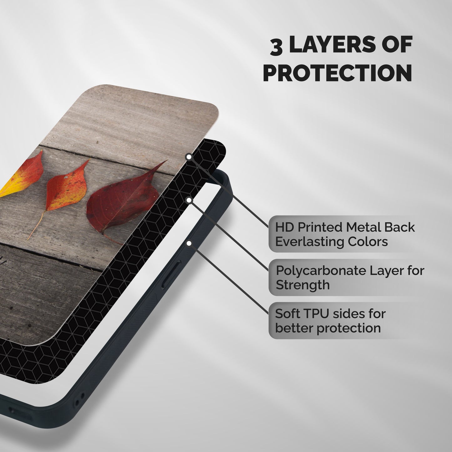 Beautiful Wood Leafs Shockproof Hybrid Protection (Metal + TPU) Back Case Cover