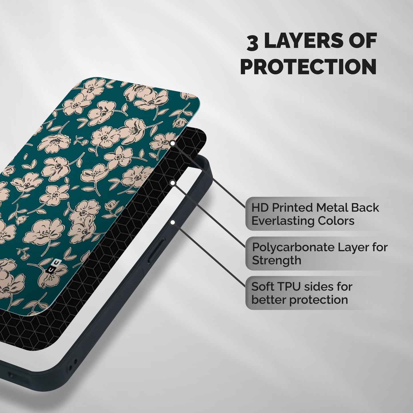Beauty Green Bloom Shockproof Hybrid Protection (Metal + TPU) Back Case Cover