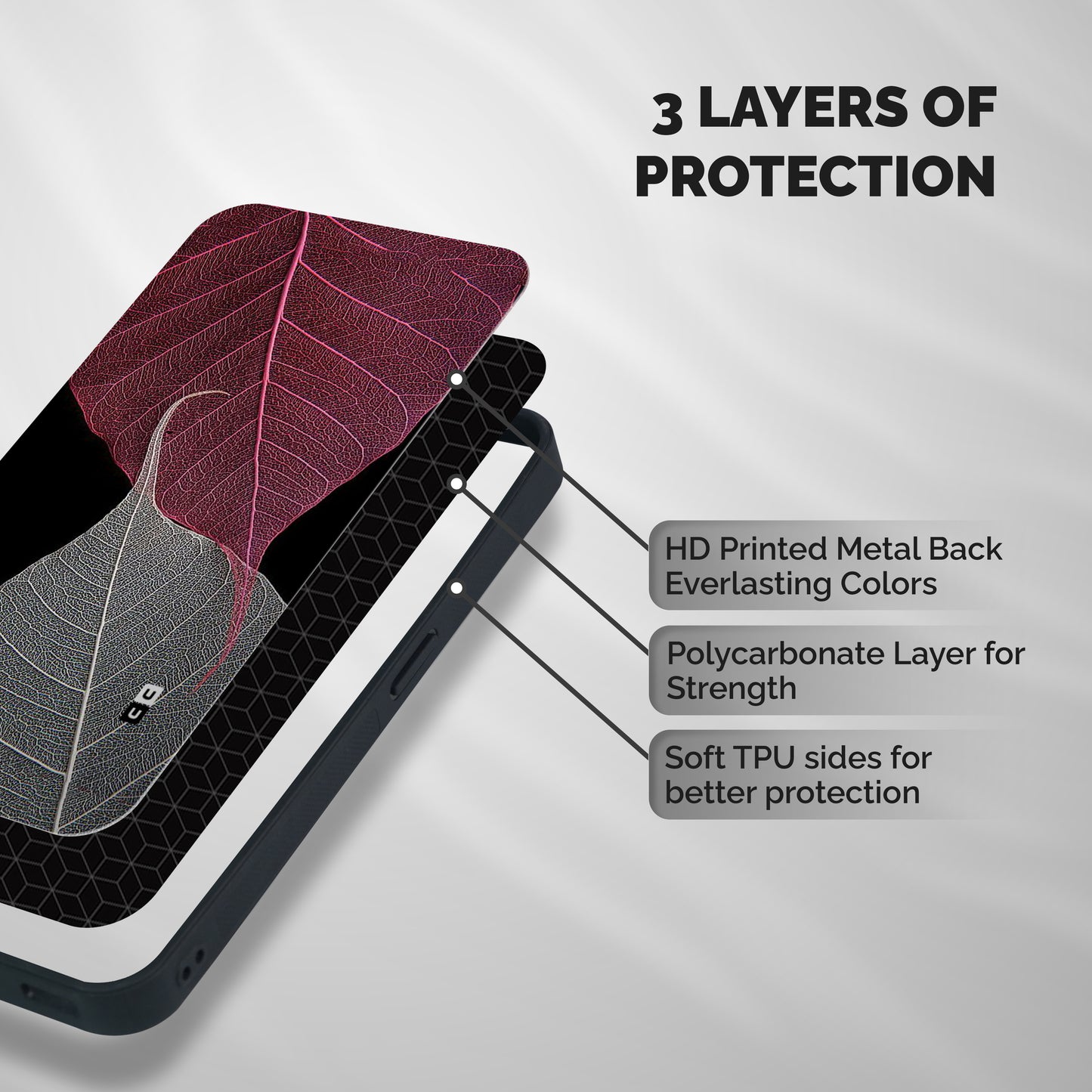 Beauty Leaf Shockproof Hybrid Protection (Metal + TPU) Back Case Cover