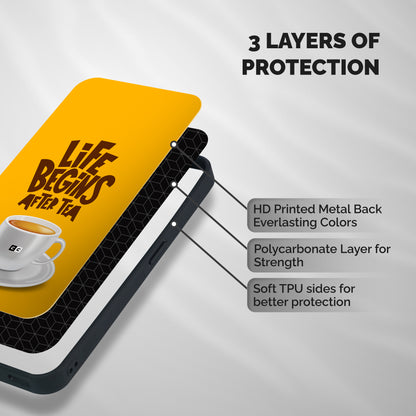 Begins After Tea Shockproof Hybrid Protection (Metal + TPU) Back Case Cover