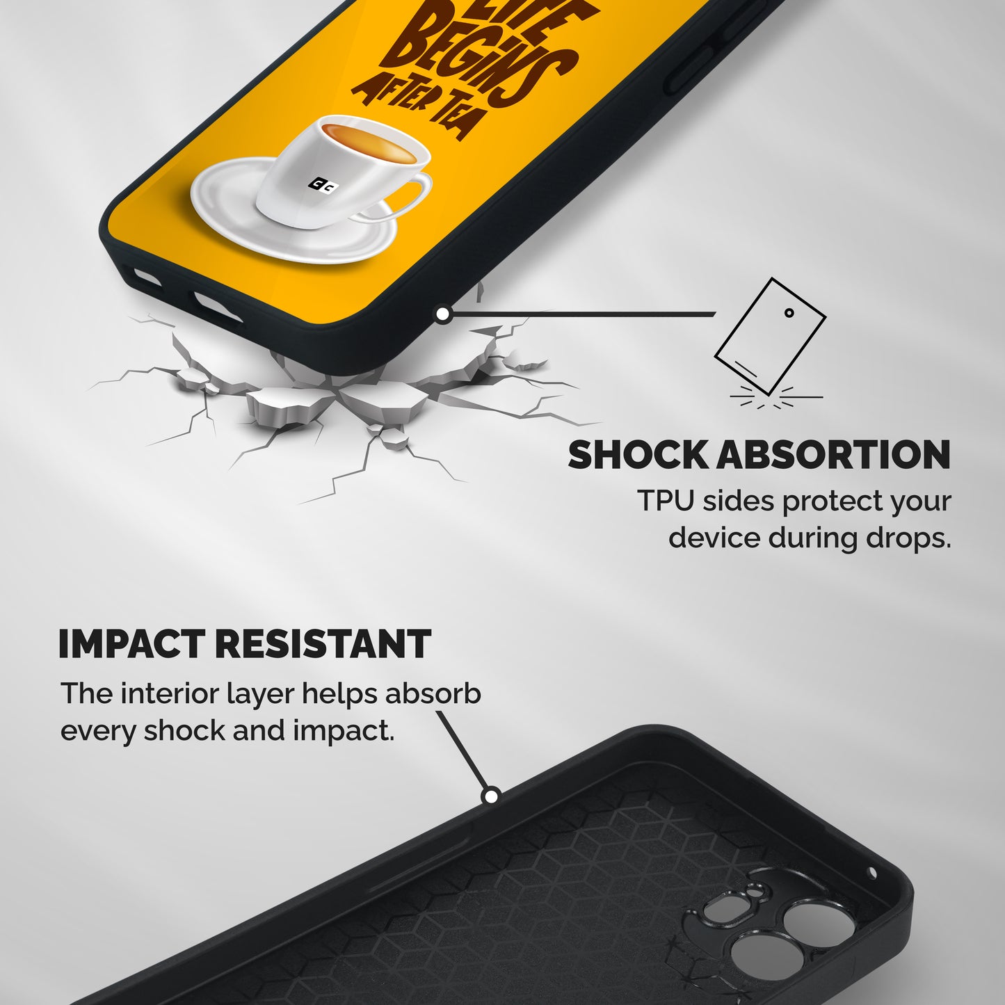 Begins After Tea Shockproof Hybrid Protection (Metal + TPU) Back Case Cover