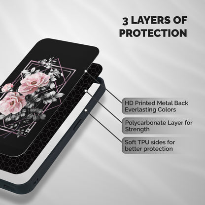 Beguilling Pink Floral Shockproof Hybrid Protection (Metal + TPU) Back Case Cover