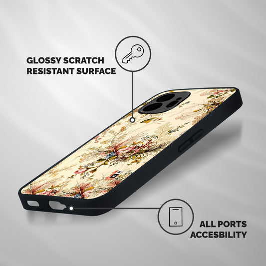 Beige Floral Shockproof Hybrid Protection (Metal + TPU) Back Case Cover
