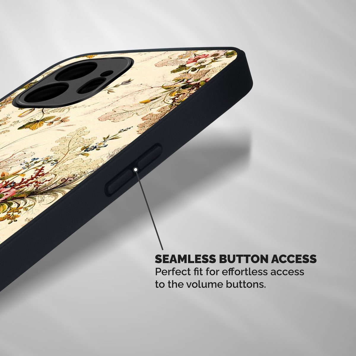 Beige Floral Shockproof Hybrid Protection (Metal + TPU) Back Case Cover
