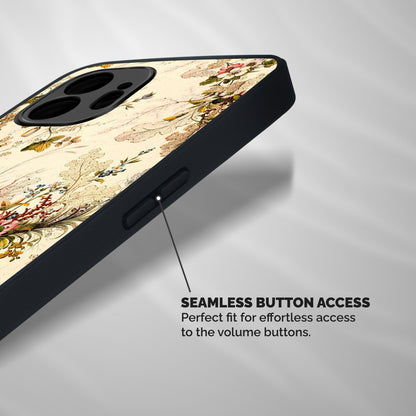 Beige Floral Shockproof Hybrid Protection (Metal + TPU) Back Case Cover