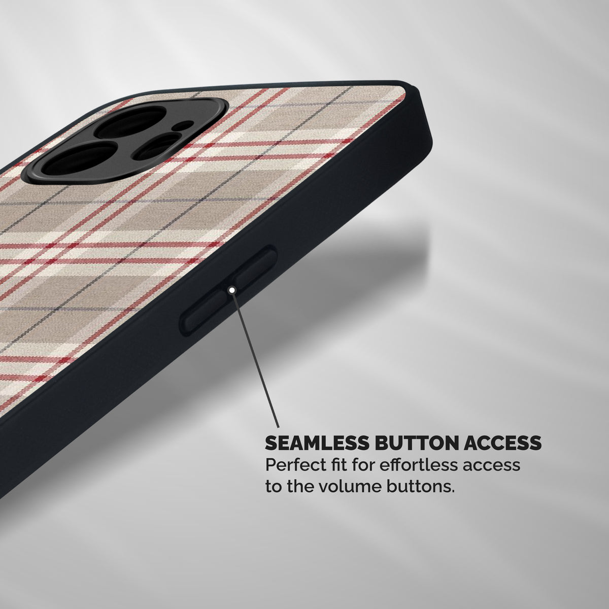 Beige Red Check Shockproof Hybrid Protection (Metal + TPU) Back Case Cover