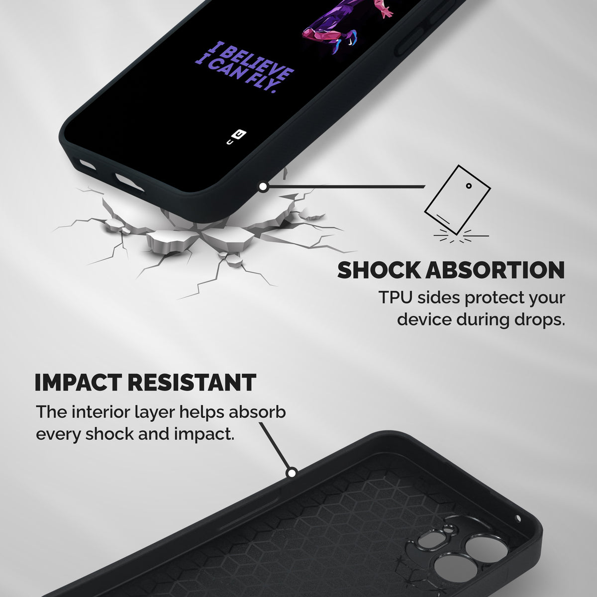 Believe And Fly Shockproof Hybrid Protection (Metal + TPU) Back Case Cover