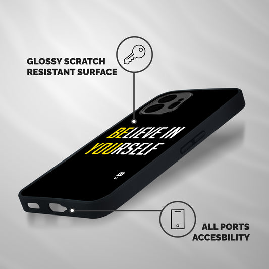 Believe In Yourself Black Shockproof Hybrid Protection (Metal + TPU) Back Case Cover