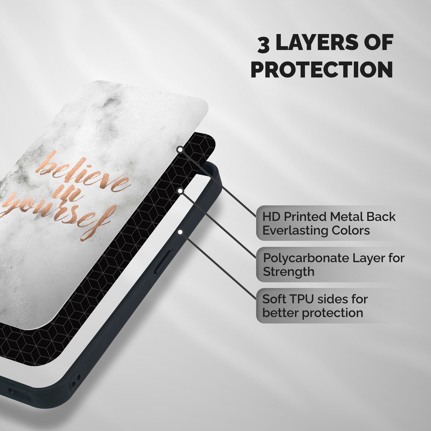 Believe in Yourself Shockproof Hybrid Protection (Metal + TPU) Back Case Cover