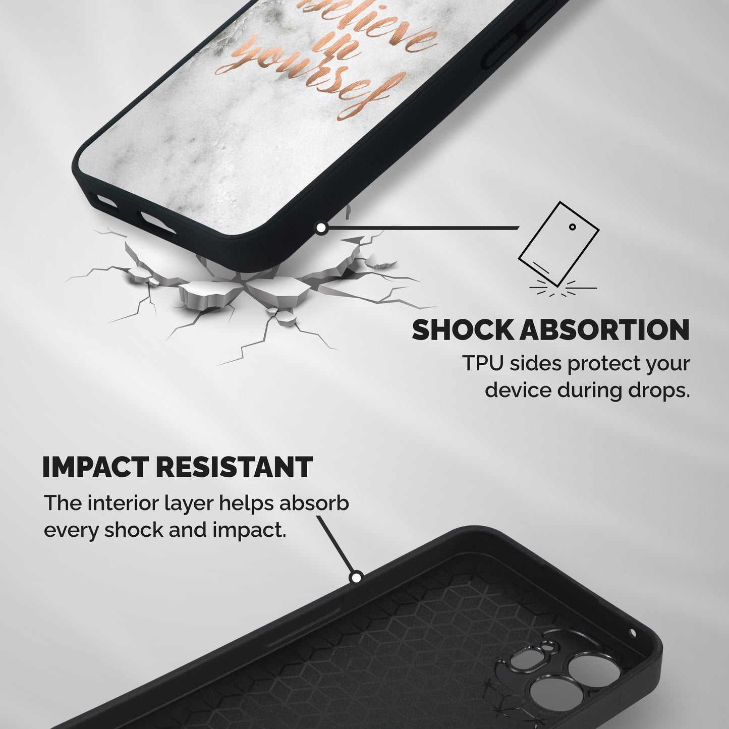 Believe in Yourself Shockproof Hybrid Protection (Metal + TPU) Back Case Cover