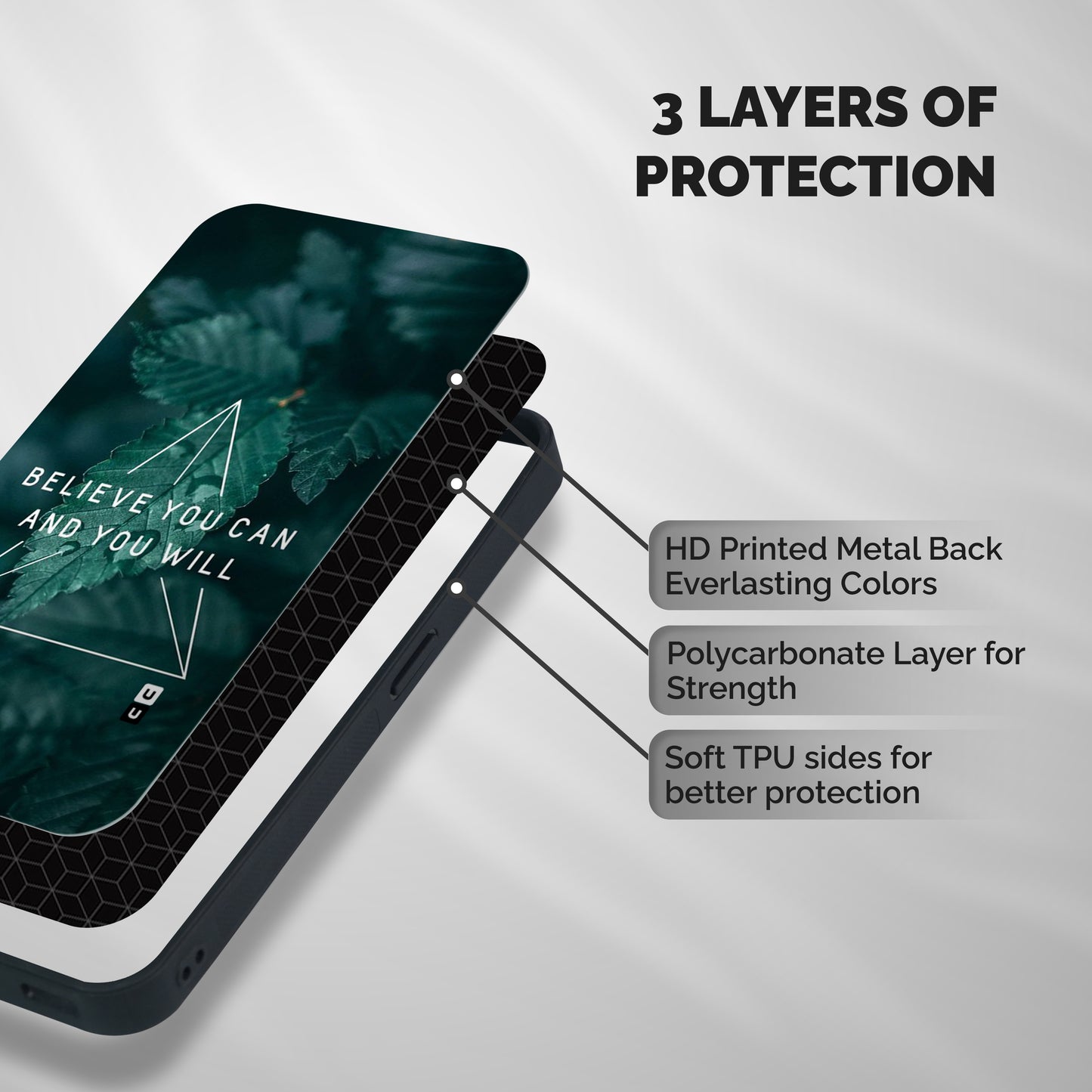 Believe You Can Motivation Shockproof Hybrid Protection (Metal + TPU) Back Case Cover
