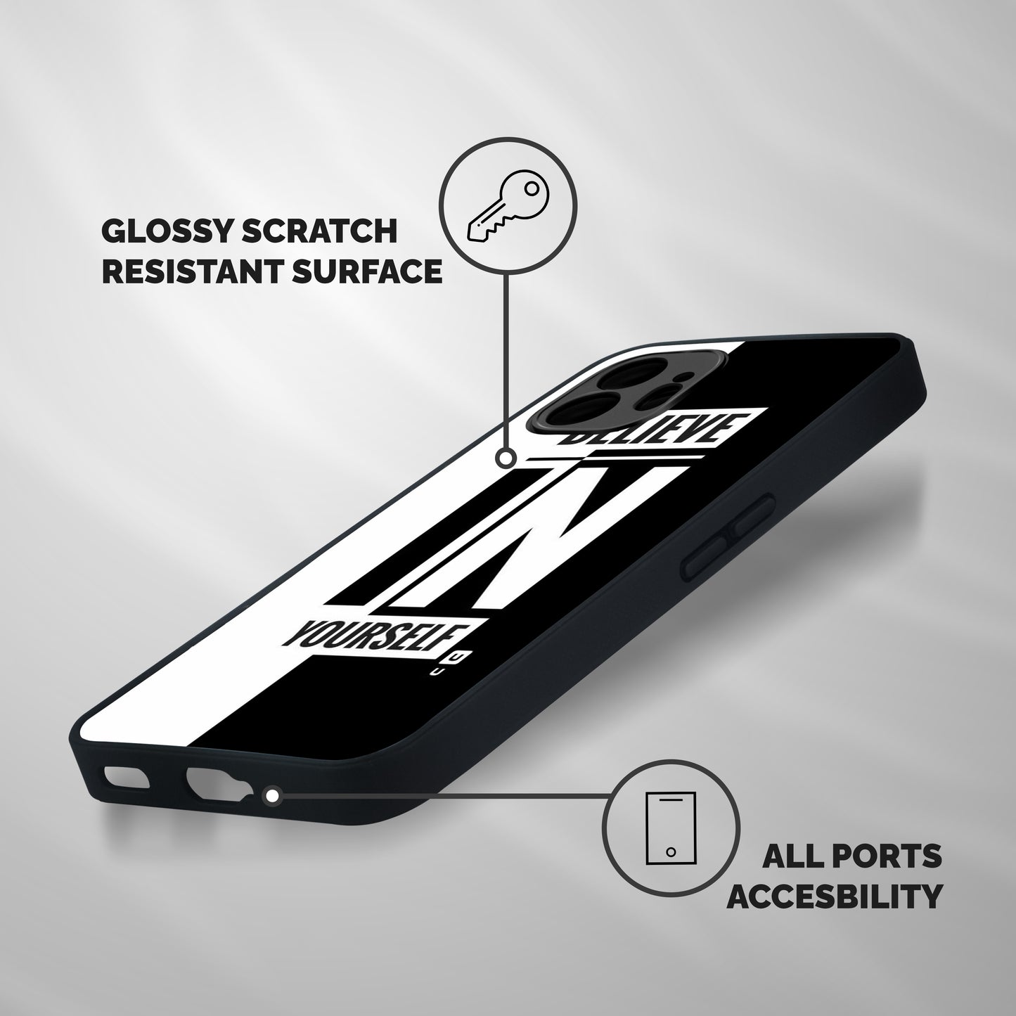 Believe Yourself Black Shockproof Hybrid Protection (Metal + TPU) Back Case Cover