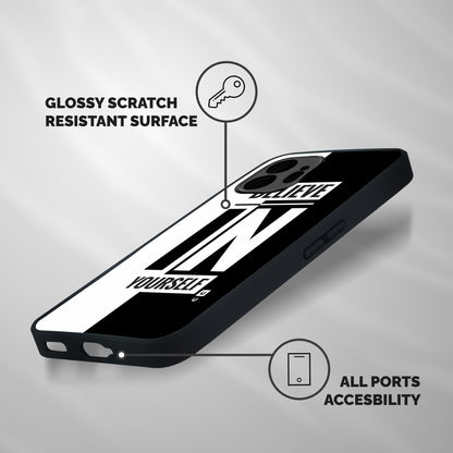 Believe Yourself Black Shockproof Hybrid Protection (Metal + TPU) Back Case Cover