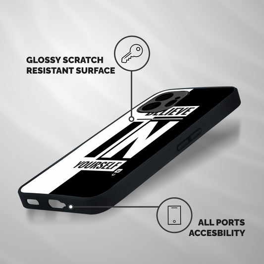 Believe Yourself Black Shockproof Hybrid Protection (Metal + TPU) Back Case Cover