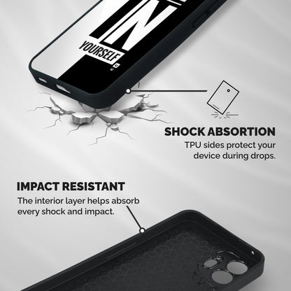 Believe Yourself Black Shockproof Hybrid Protection (Metal + TPU) Back Case Cover
