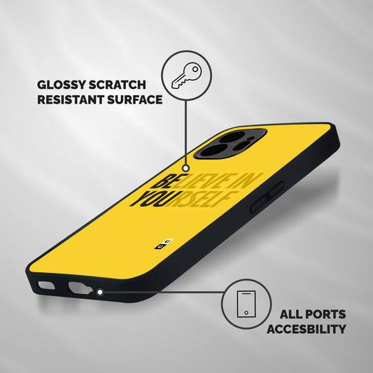 Believe Yourself Yellow Shockproof Hybrid Protection (Metal + TPU) Back Case Cover
