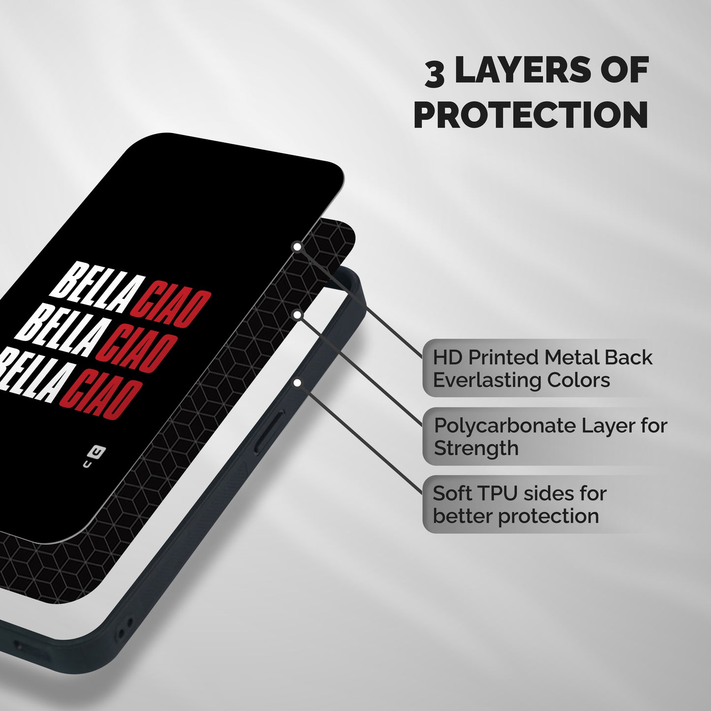 Bella Ciao Bella Ciao Bella Ciao Shockproof Hybrid Protection (Metal + TPU) Back Case Cover