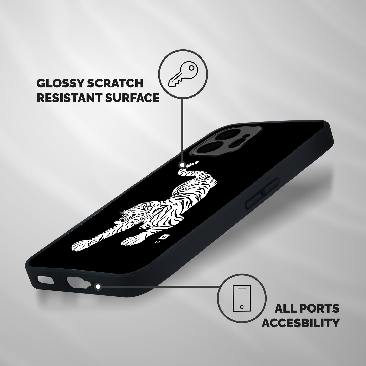 Bengal Tiger Stencil Art Shockproof Hybrid Protection (Metal + TPU) Back Case Cover