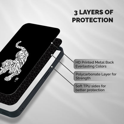 Bengal Tiger Stencil Art Shockproof Hybrid Protection (Metal + TPU) Back Case Cover