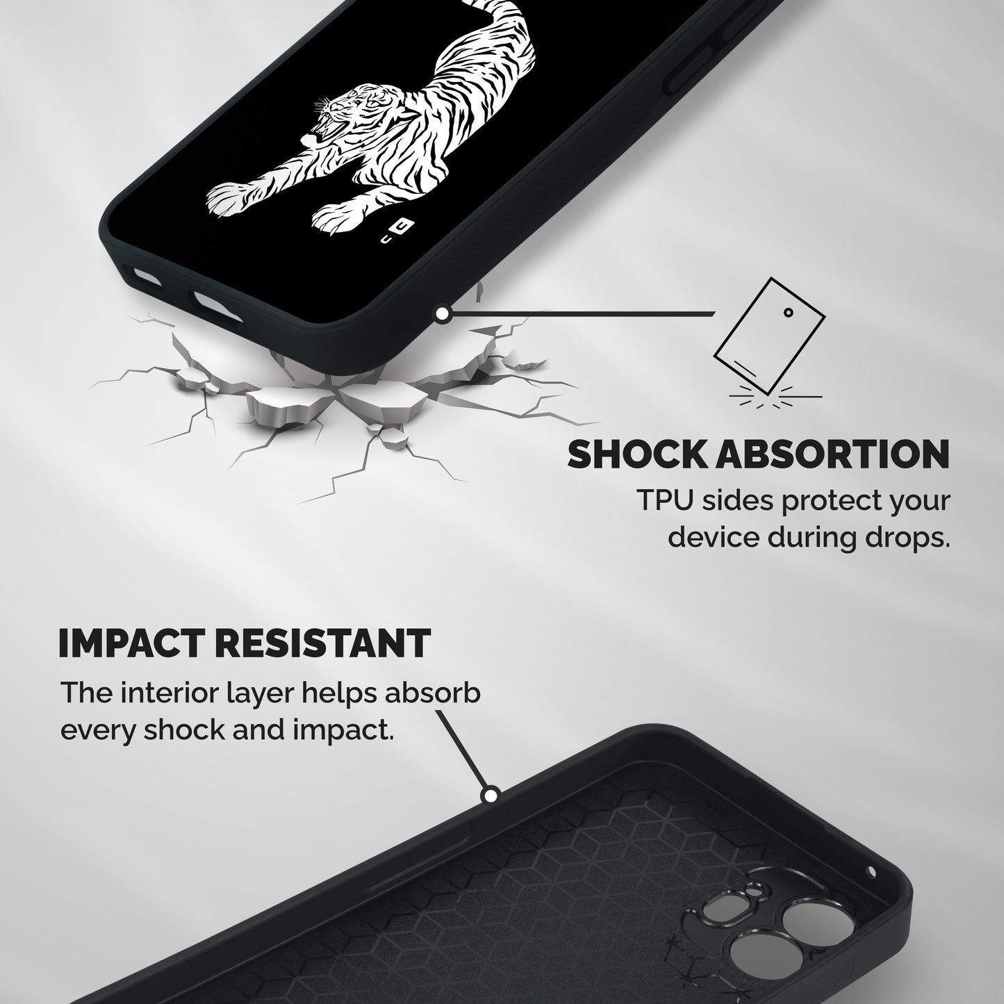 Bengal Tiger Stencil Art Shockproof Hybrid Protection (Metal + TPU) Back Case Cover
