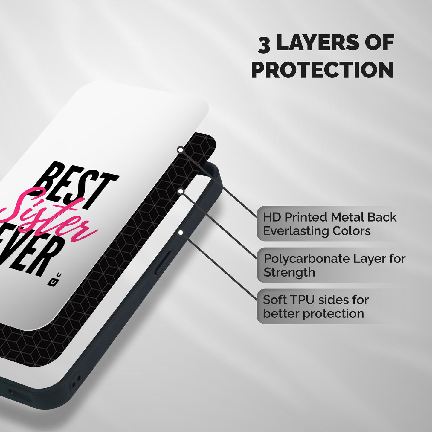Best Sister Ever Shockproof Hybrid Protection (Metal + TPU) Back Case Cover