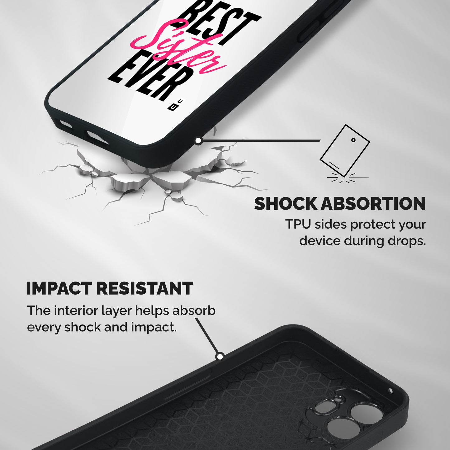 Best Sister Ever Shockproof Hybrid Protection (Metal + TPU) Back Case Cover