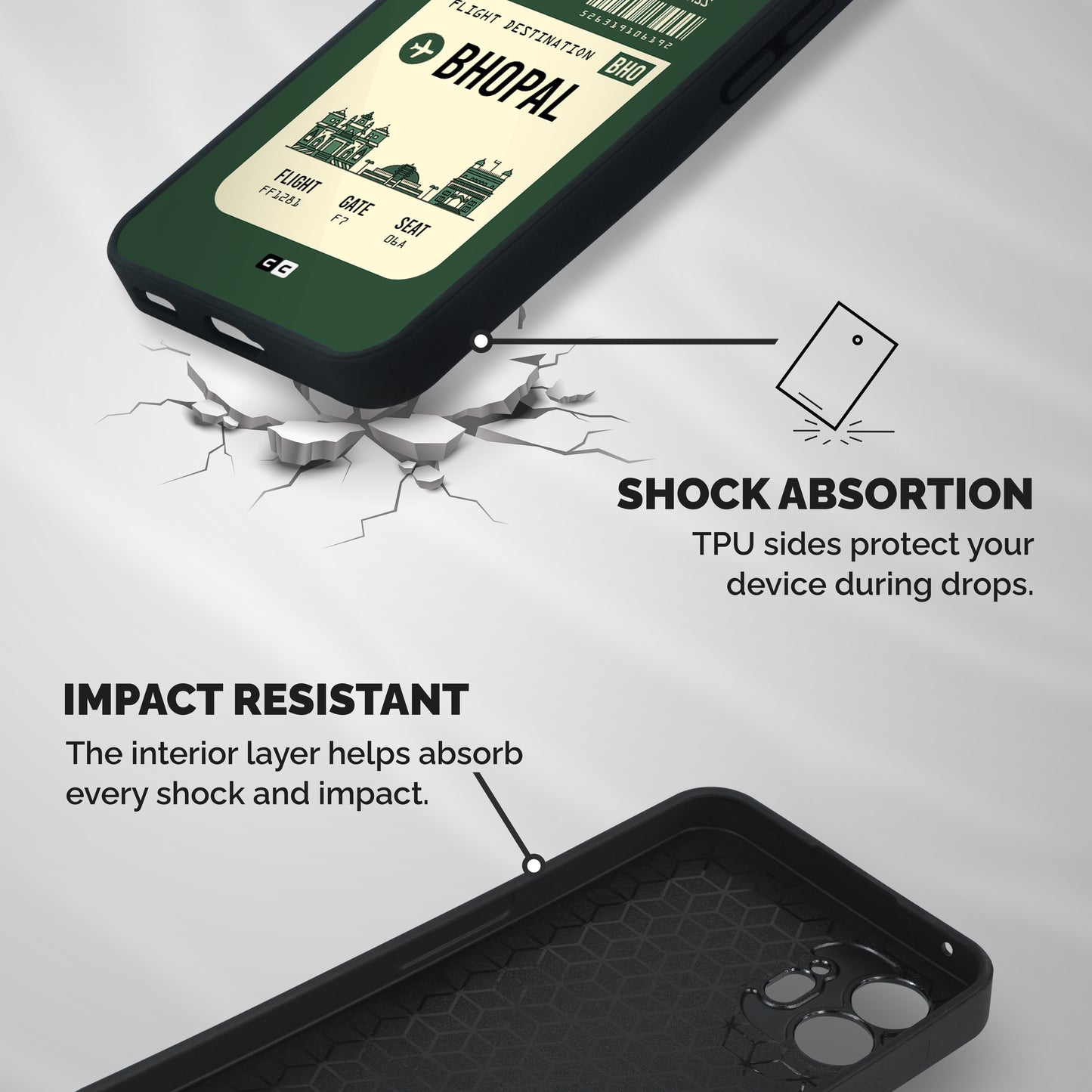 Bhopal Boarding Pass Shockproof Hybrid Protection (Metal + TPU) Back Case Cover