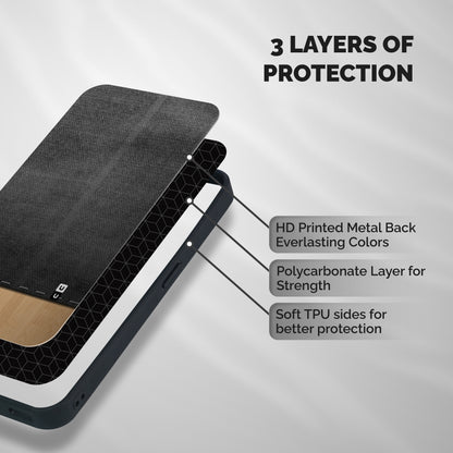 Bicolor Wood Texture Shockproof Hybrid Protection (Metal + TPU) Back Case Cover