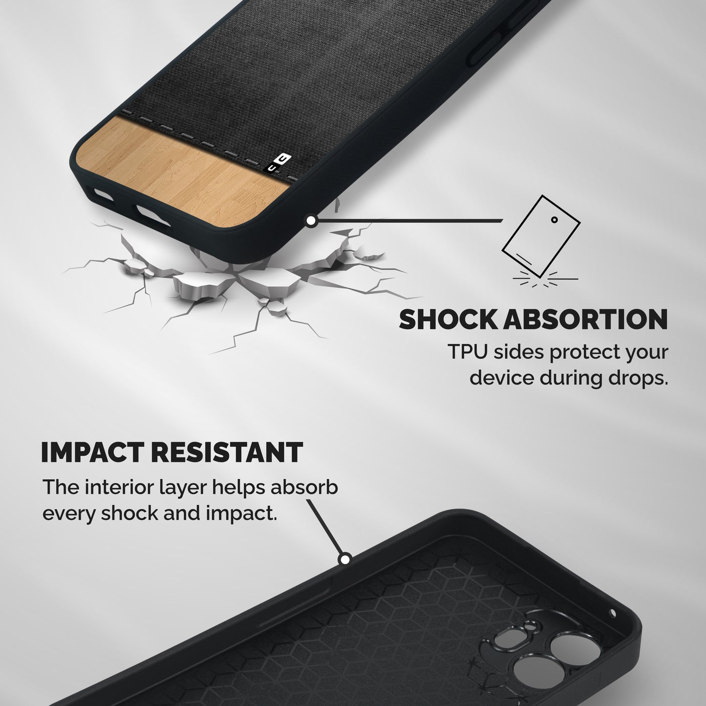 Bicolor Wood Texture Shockproof Hybrid Protection (Metal + TPU) Back Case Cover