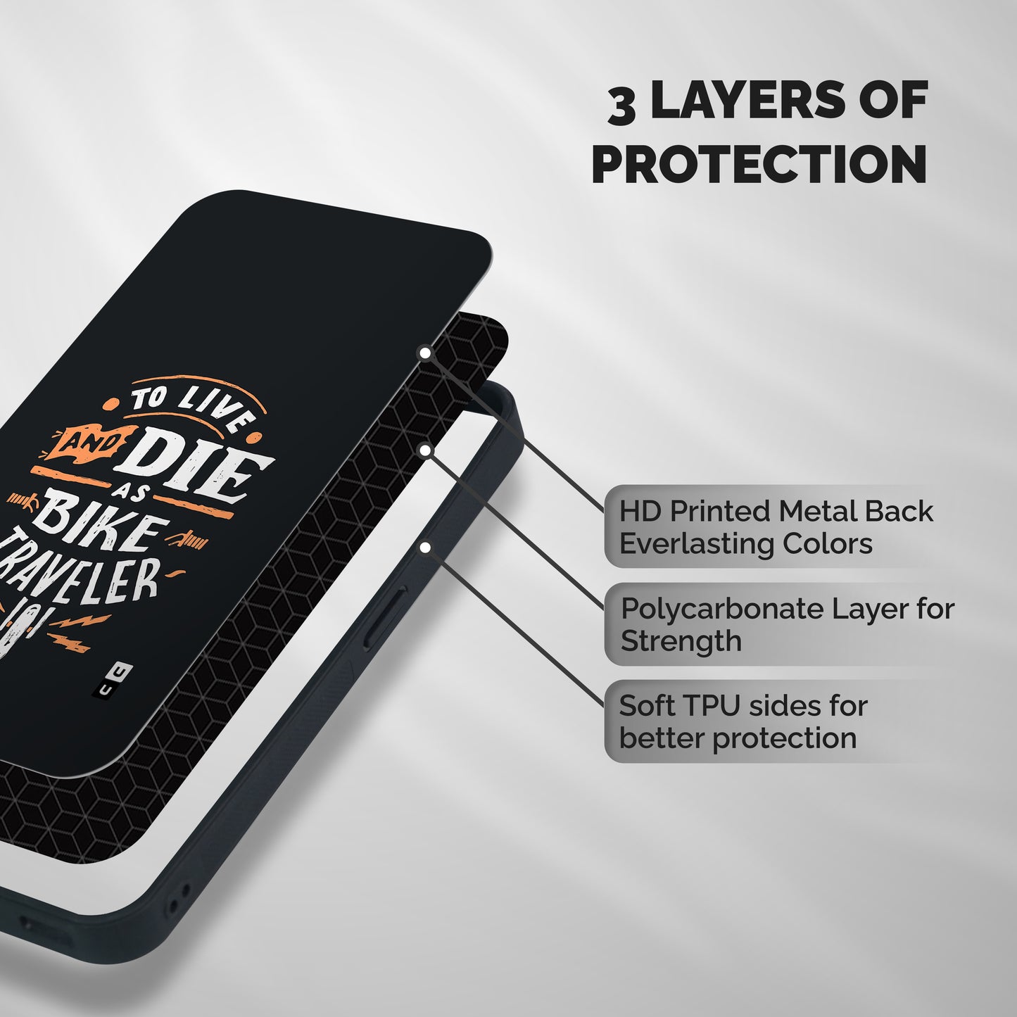 Bike Traveler Shockproof Hybrid Protection (Metal + TPU) Back Case Cover