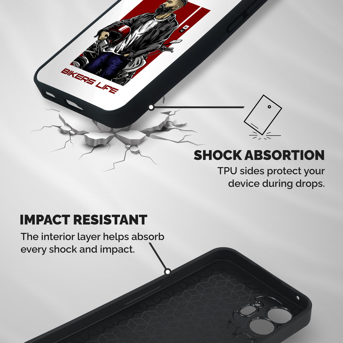 Biker Life Shockproof Hybrid Protection (Metal + TPU) Back Case Cover