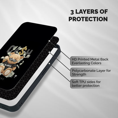 Billionaire Teddy Shockproof Hybrid Protection (Metal + TPU) Back Case Cover