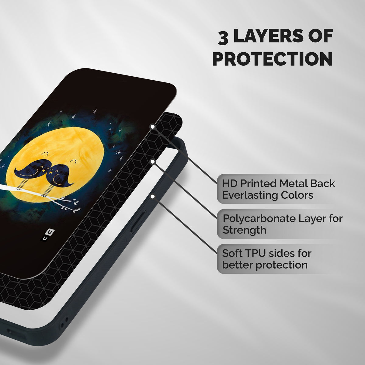 Bird Moustache Shockproof Hybrid Protection (Metal + TPU) Back Case Cover