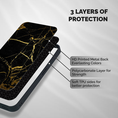 Black And Gold Design Shockproof Hybrid Protection (Metal + TPU) Back Case Cover