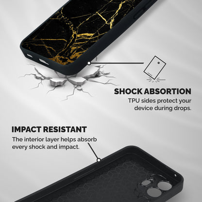 Black And Gold Design Shockproof Hybrid Protection (Metal + TPU) Back Case Cover