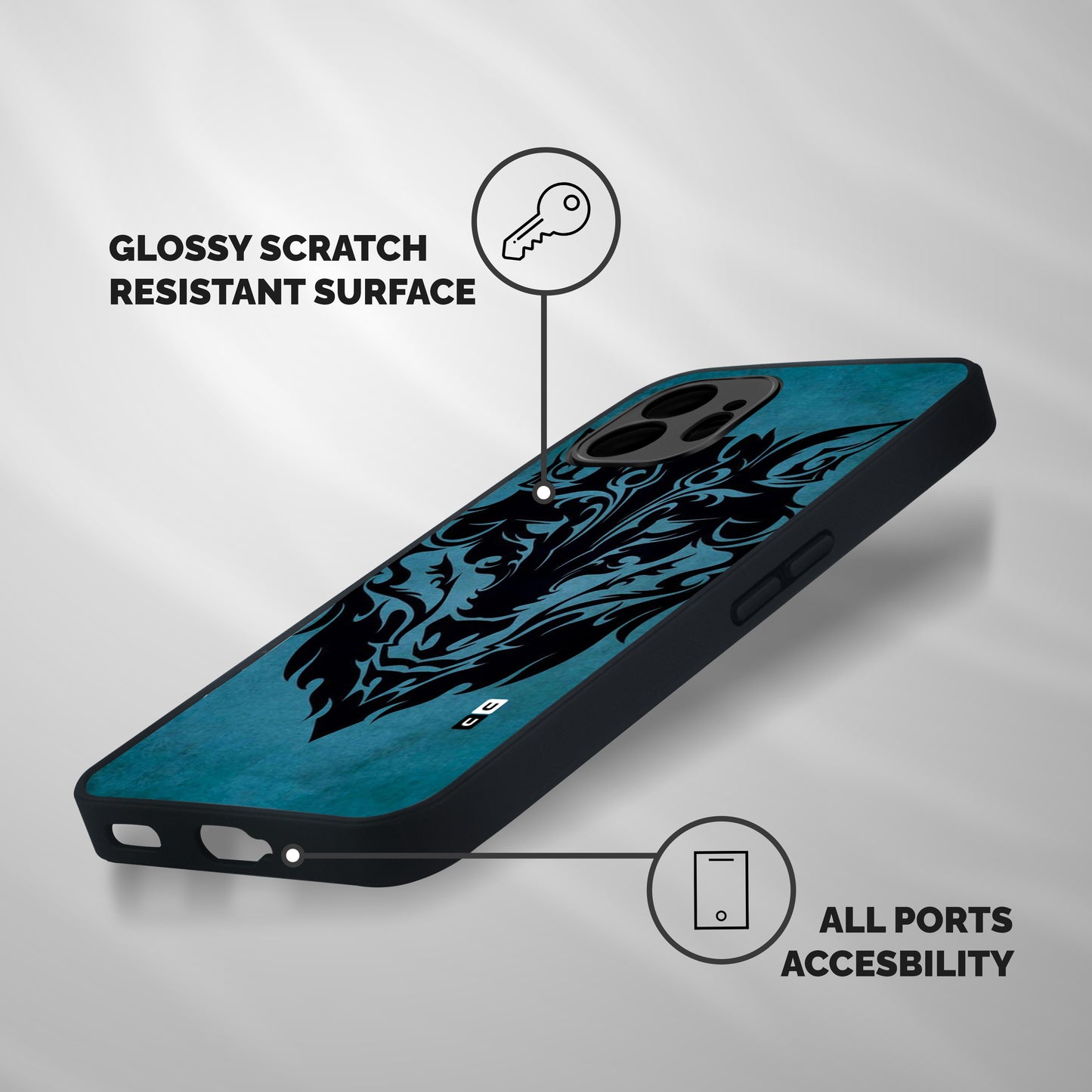 Black Artistic Wolf Shockproof Hybrid Protection (Metal + TPU) Back Case Cover
