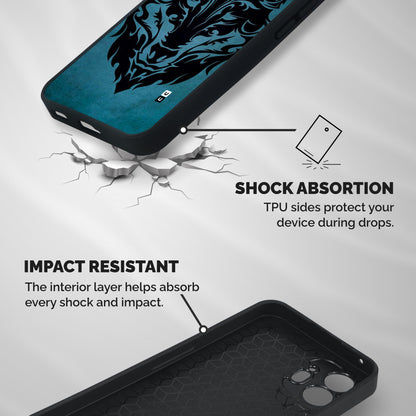 Black Artistic Wolf Shockproof Hybrid Protection (Metal + TPU) Back Case Cover