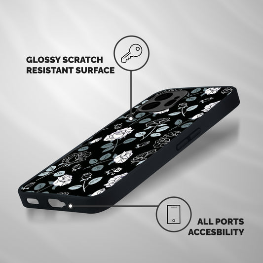 Black Artsy Bloom Shockproof Hybrid Protection (Metal + TPU) Back Case Cover