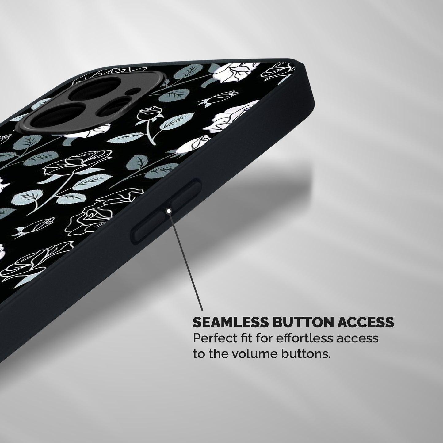 Black Artsy Bloom Shockproof Hybrid Protection (Metal + TPU) Back Case Cover