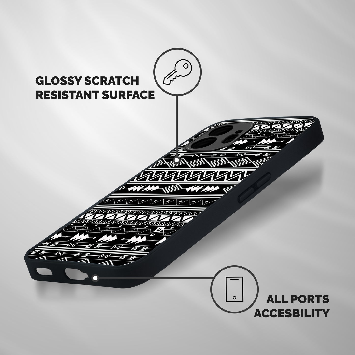 Black Aztec Creativity Shockproof Hybrid Protection (Metal + TPU) Back Case Cover