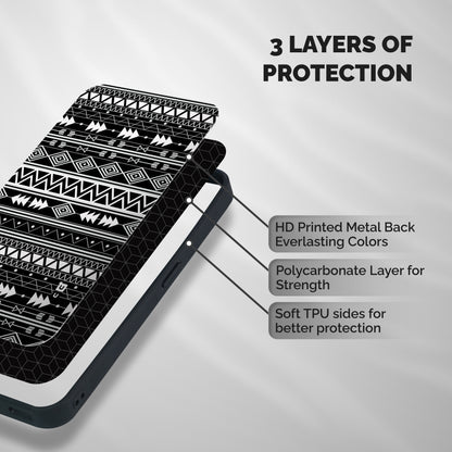 Black Aztec Creativity Shockproof Hybrid Protection (Metal + TPU) Back Case Cover