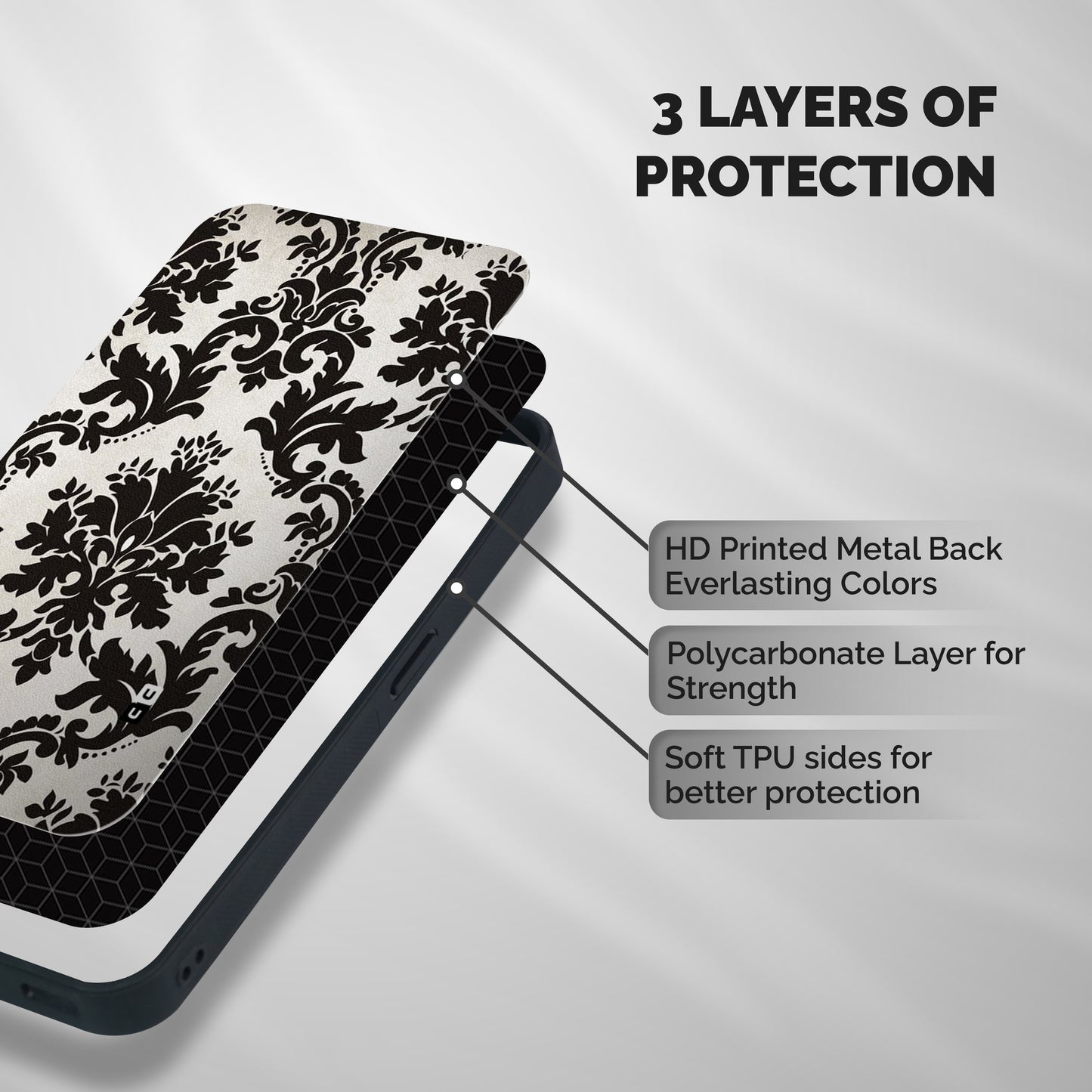 Black Beauty Shockproof Hybrid Protection (Metal + TPU) Back Case Cover