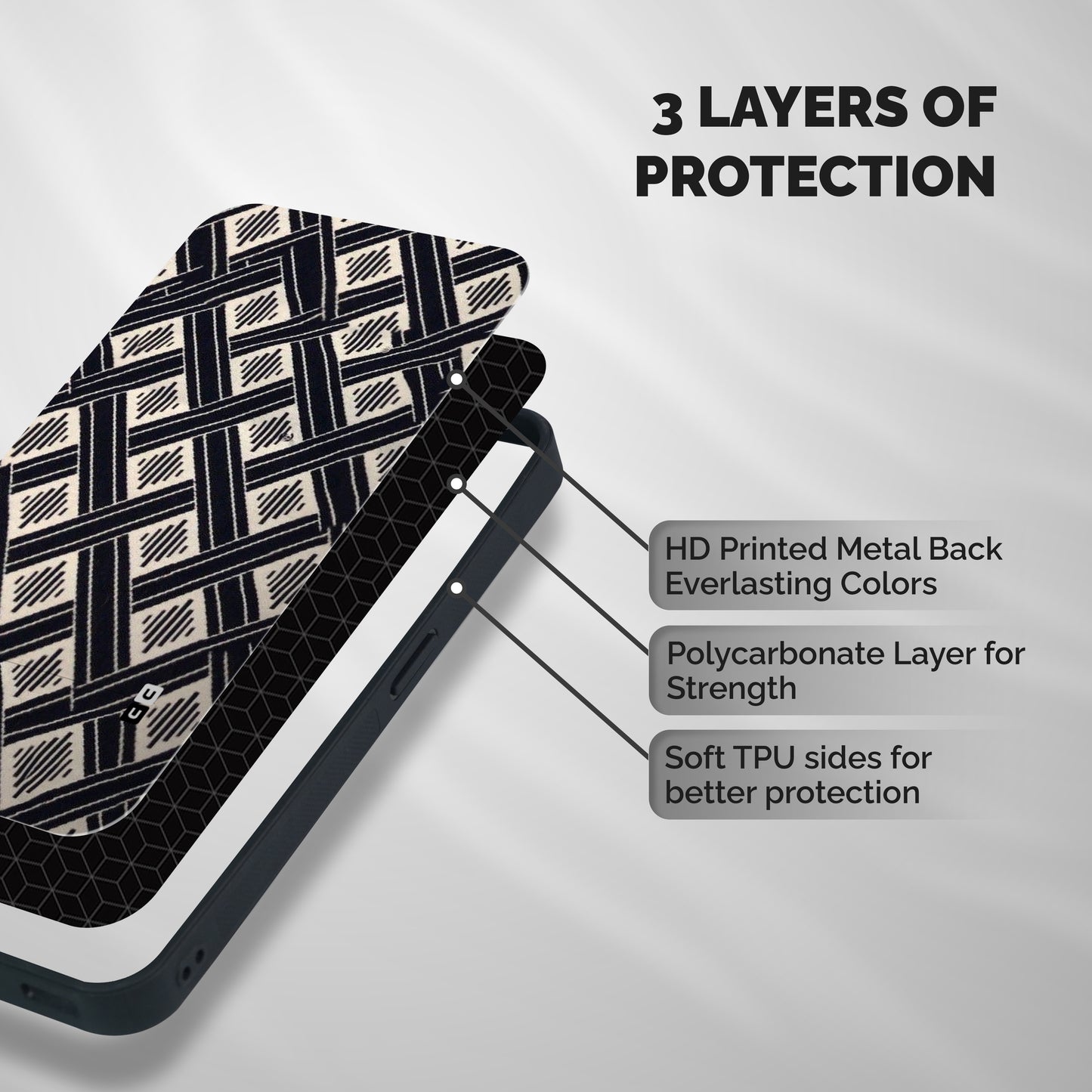 Black Beige Criscros Shockproof Hybrid Protection (Metal + TPU) Back Case Cover