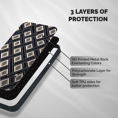 Black Beige Criscros Shockproof Hybrid Protection (Metal + TPU) Back Case Cover