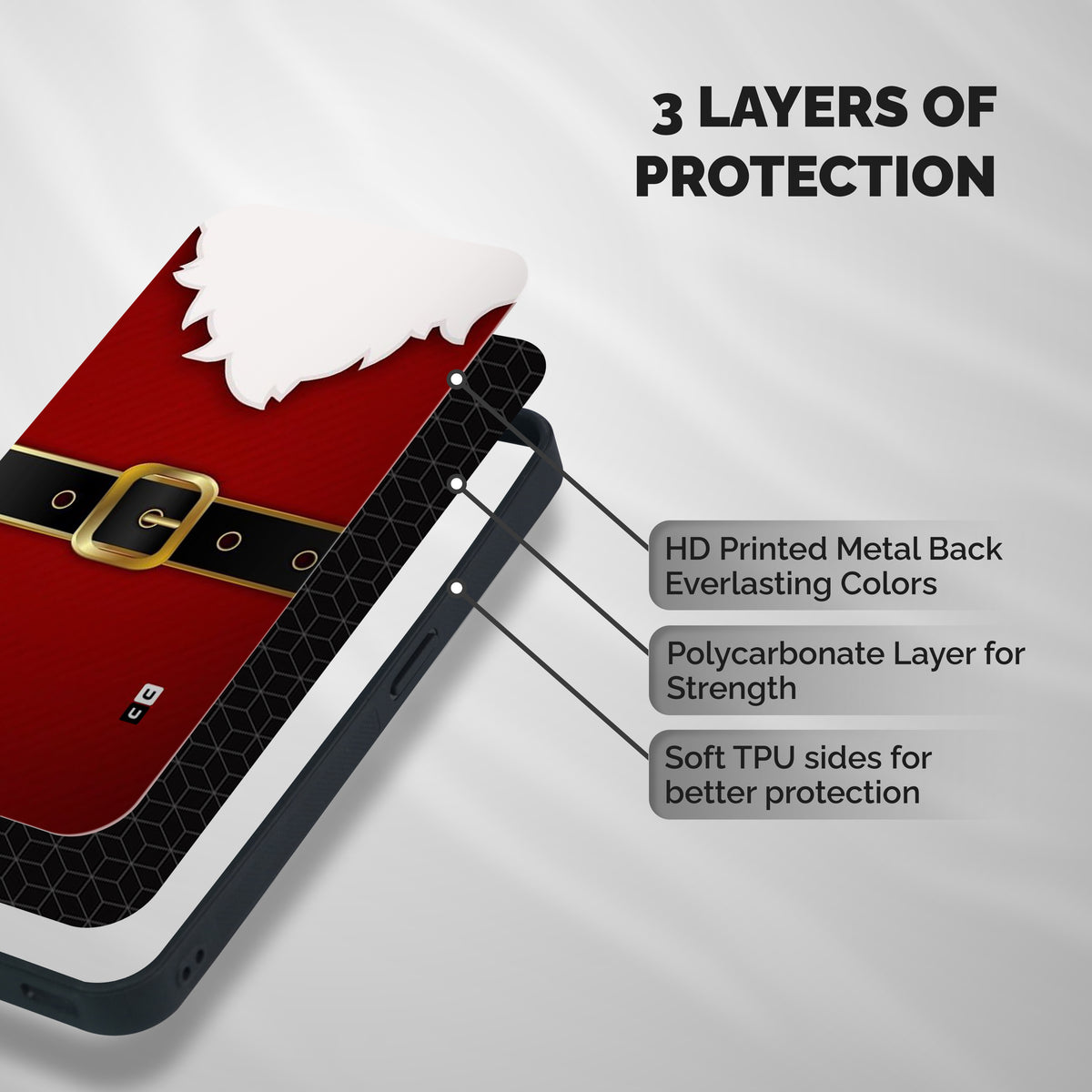 Black Belt Design Shockproof Hybrid Protection (Metal + TPU) Back Case Cover